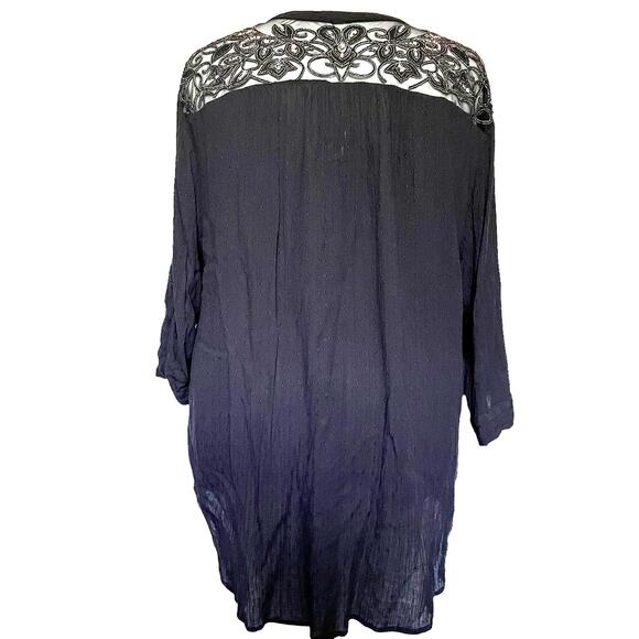 TORRID Fabric Button Up Top Womens 5X Sequin Whimsigoth Lace Roll Tab Fairy Goth - Picture 2 of 13